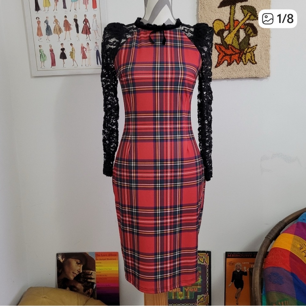 New York & Co | Red Plaid Pencil Dress